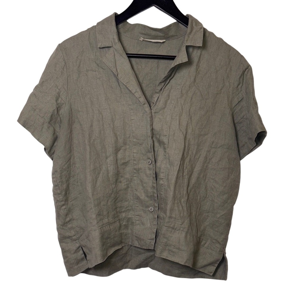 Everlane Linen Button Down Shirt Women's M Sage Green 100% European Flax